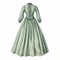 Victorian Dress: A Detailed And Colorized Illustration Of Curvaceous Simplicity