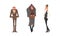 Victorian Gentleman in Elegant Suit with Respectful Manner Standing Vector Set