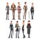 Victorian Gentlemen Characters Set, Rich and Successful Men in Elegant Suits Vector Illustration