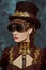 Victorian girl in steampunk glasses