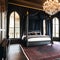 Victorian Gothic Bedroom: A dark and mysterious bedroom with ornate Victorian furniture, velvet drapes, and candle chandeliers1,