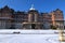 Victorian Hotel with Fallen Snow on the Lawn.