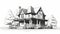 Victorian House Style Pencil Drawing Vector - Streamlined Design