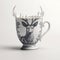 Victorian-inspired Deer Head Coffee Cup With Detailed Engraving