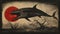 Victorian-inspired Shark Portrait In Dark Landscape