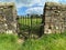 Victorian iron gate, leading into a field in, Slaidburn, Clitheroe, UK