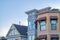 Victorian and italianate houses against the sunset dusk sky at San Francisco, California