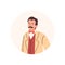 Victorian nineteenth century gentleman with moustaches, flat vector isolated.
