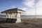 Victorian shelter along the Esplanade promenade with the Royal Hotel, Weymouth,