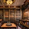 Victorian Steampunk Library: A Victorian library with leather-bound books, brass telescope, and steampunk-inspired decor2, Gener