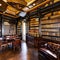 Victorian Steampunk Library: A Victorian library with leather-bound books, brass telescope, and steampunk-inspired decor4, Gener
