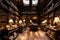 Victorian-style bookstore with aged books and oak ambiance