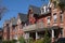 Victorian style semi-detached brick houses with gables