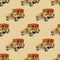 Victorian style vintage cars hipster steampunk design seamless pattern background