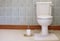 Victorian toilet pan cistern close coupled lever flush white and gold wooden paper holder