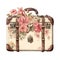 Victorian watercolor vintage floral victorian travel bag shabby chic illustration, vintage victorian pink clipart