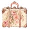 Victorian watercolor vintage floral victorian travel bag shabby chic illustration, vintage victorian pink clipart