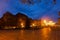 Victoriei Square with National Opera house at dusk