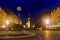 Victoriei Square with Orthodox Cathedral at night, Timisoara