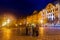 Victoriei Square with Orthodox Cathedral at night, Timisoara