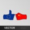 victory eu attack china hand gesture colored icon. Elements of flag illustration icon. Signs and symbols can be used for web, logo