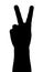 Victory. Gesture of the hand. Vector silhouette