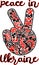 Victory gesture and lettering Peace in Ukraine traditional pattern