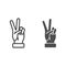 Victory gesture line and solid icon, Hand gestures concept, Peace sign on white background, Two fingers up icon in