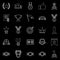 Victory line icons on black background