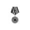 Victory medal black glyph icon. Championship prize. Sign for web page, mobile app, button, logo. Vector isolated element