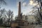 Victory Obelisk devoted to the victory over Nazi Germany in the Second World War. Chernivtsi, Ukraine. December 2021