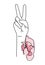Victory v salute or peace hand sign. Women freedom and unite. Vector girl power feminist fist in one line art for