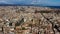 Video aerial view to Barcelona city center Gothic Quarter and Cathedral of the Holy Cross and Saint Eulalia. Video