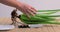 Video of aloe vera being cut and chopped on chopping board