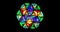 video animation 3D flower of life, sacred geometry. Lotus flower in motion with special effects. Colorful mandala