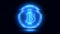 Video animation of the Bitcoin logo in blue with glitch effect