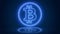 Video animation of bitcoin logo with blue LEDs