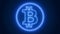 Video animation of bitcoin logo with blue LEDs
