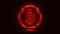 Video animation of the Bitcoin logo in red with glitch effect