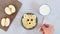 Video animation Funny kids childrens baby's healthy breakfast lunch porridge in bowl look like bear face with banana