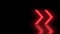 Video animation of glowing neon arrows in red color on reflecting floo abstract background 4K