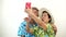 Video Asian senior tourist couple taking a selfie on holiday vacation