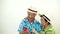 Video Asian senior tourist couple taking a selfie on holiday vacation