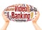 Video banking word cloud hand sphere concept