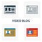 Video Blog icon set. Four elements in diferent styles from content icons collection. Creative video blog icons filled, outline,