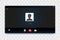 Video Call screen template. Videocall interface. Online webinar or video conference screen ui, video call realistic mockup.  Conce