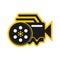 Video camera and Film reel icon with a white background