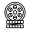 Video Camera Film Tape Reel line icon. Film roll outline vector illustration