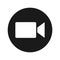 Video camera icon flat black round button vector illustration