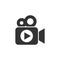 Video camera icon in flat style. Movie play vector illustration